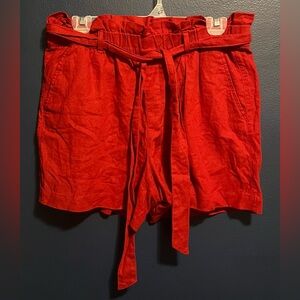 Stylish Red Women's Linen Shorts